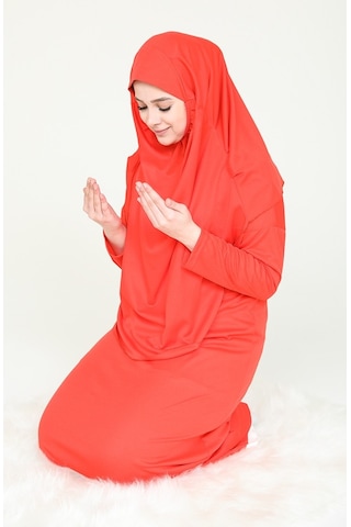 Gelince Çantalı Namaz Elbisesi Oranj 4486 Turuncu