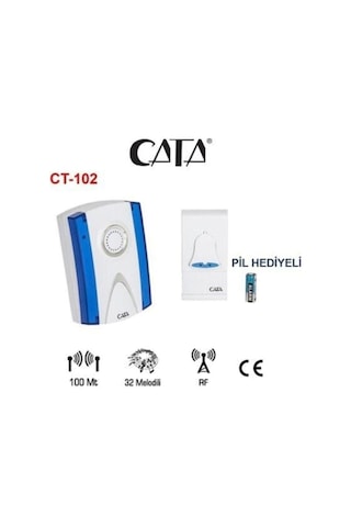 Cata Kablosuz Kapı Zili Pilli Ct-102 Karışık Renkli