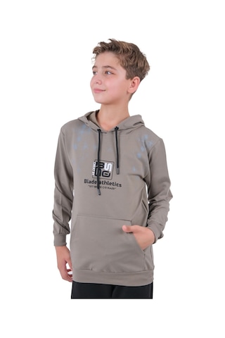 İrem Çocuk Giyim Erkek Çocuk Blade Yazılı Kanguru Cepli Kapüşonlu Önü Sırtı Yazı Desenli Kahverengi Sweatshirt Kahverengi