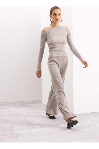 Defacto Wide Leg Bürümcük Pantolon D5141AX24AUGR302 Gri