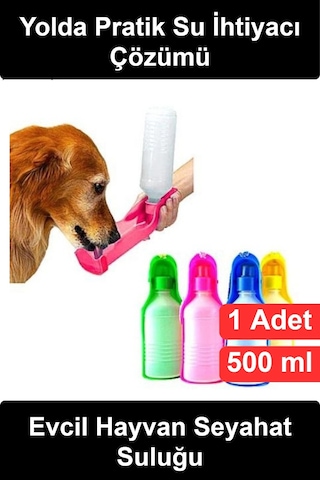 Köpeksuluğu Evcil Hayvan Seyahat Su Kabı 500 Ml Taşınabilir Portatif Kedi Matarası Asma İpli Sızdır