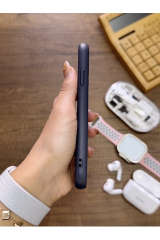 Apple iPhone 11 Pro Max Uyumlu Premium Deri Dokulu Darbelere Karşı Dayanıklı Nazal Silikon Kılıf Lacivert