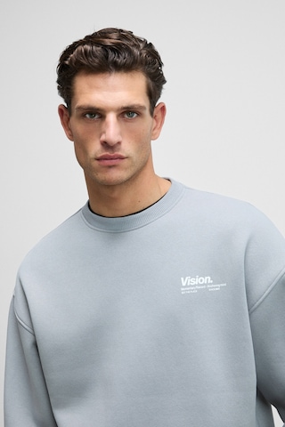 Ernest Erkek Organik Pamuklu Yumuşacık Baskı Detaylı Bisiklet Yaka İçi Polarlı Açık Gri Sweatshirt