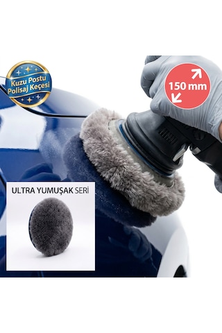 Ultra Soft Seri %100 Doğal Kuzu Postu Polisaj Keçesi 150 Mm Antrasit
