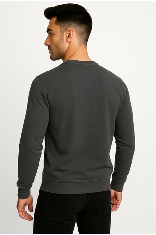 Erkek Antrasit Sweatshirt-W1083-F1 2 İplik Şardonsuz