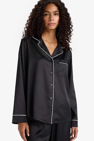 Defacto Pijama Takımı Regular Fit Saten Uzun Kollu Üst Uzun Alt-fall İn Love C9444ax25aubk27 Siyah