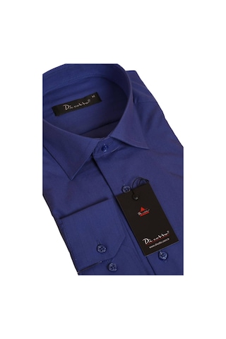 Saks Mavi Büyük Beden Rahat Kesim Cepli Uzun Kol Regular Fit Erkek Gömlek - 150-28 001