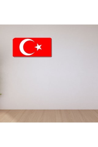Türk Bayrağı Metal Tabela - Dekoratif Duvar Levhası Plaka 14.5x29.5 Cm