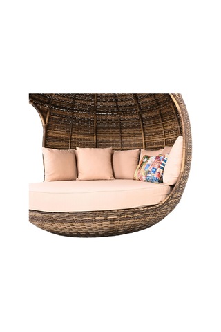 World Daybed 200 Cm Rattan Bahçe Kral Yatağı Açık Kahverengi