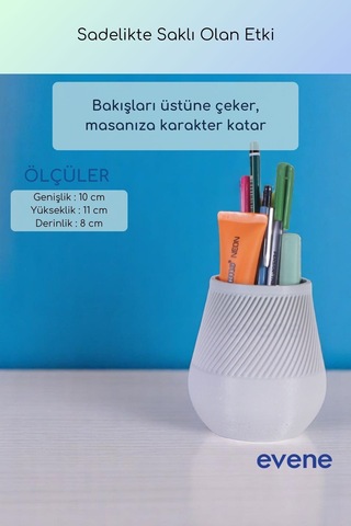 Kalemlik Masa Kalemliği Organizer Kalemlik Beyaz Renk Model 88 Çok Renkli