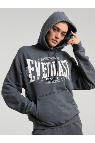 Everlast Authentic Boxing Wmn Oversize Antrasit Kadın Kapüşonlu Sweatshirt Antrasit