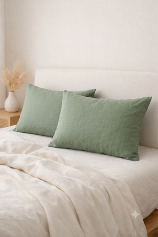 Faralya Life %100 Pamuk 2'li Yastık Kılıfı 50x70 Cm Yumuşak Dokulu Terletmeyen Dayanıklı Ev Otel Tipi Nefes Alabilen Kapaklı Yastık Kılıfı Açık Yeşil