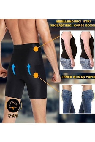 Form Angel 2'li Set Erkek Korse Atlet Ve Boxer Korse Erkek Korse Seti Siyah
