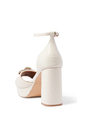 Kurt Geiger Yılan Derisi Desenli Platform Topuklu Ayakkabı - Off White Acı Kahverengi