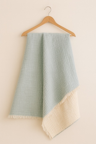 Elyaflı Müslin Battaniye 100x120 Cm Mavi