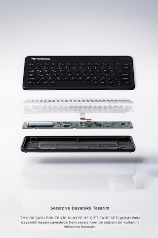 Torima TMK08 Bluetooth Kablosuz Klavye Mouse Seti Optik