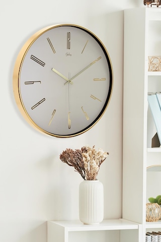 Gold Bej Kadran Rakamlı Duvar Saati 43 Cm