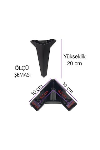 4 Adet Serdivan 20 Cm Siyah Lüx Mobilya Kanepe Sehpa Ünite Koltuk Ayağı Baza Ayak