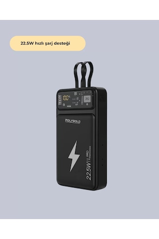 Powerbank Hızlı Şarj 10000 Mah Dahili Kablo Yeni Nesil Belirtilmemiş