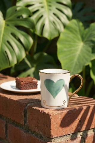 Heart Porselen Kupa Yeşil - 250 Ml Yeşil