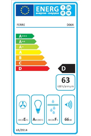 Ferre D064 Çift Camlı Girintili Dokunmatik 60 Cm Beyaz Davlumbaz