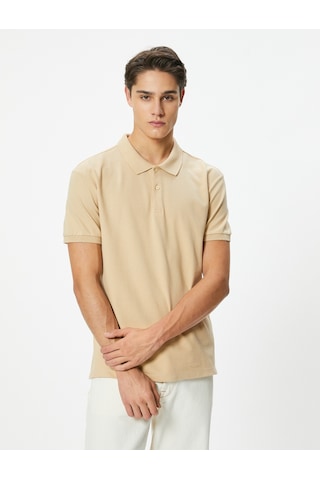 Koton Polo Yaka Tişört Slim Fit Düğmeli Kısa Kollu Bej 4sam10098mk Ekru