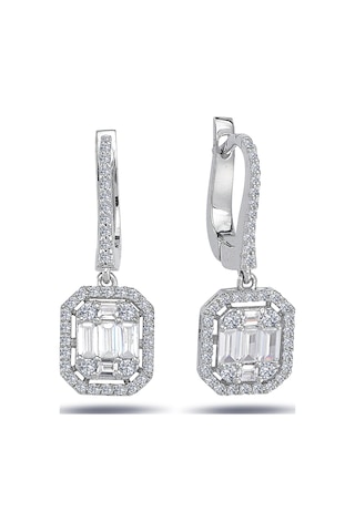 Lova 1,31 Karat Baget ve Dört Köşe Pırlanta Küpe - 3030049