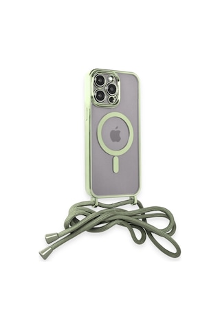 Mey İthalat Apple Uyumlu iPhone 14 Pro Max Kılıf Divo Lazer Askılı Magsafe Kapak - Koyu Yeşil Çok Renkli