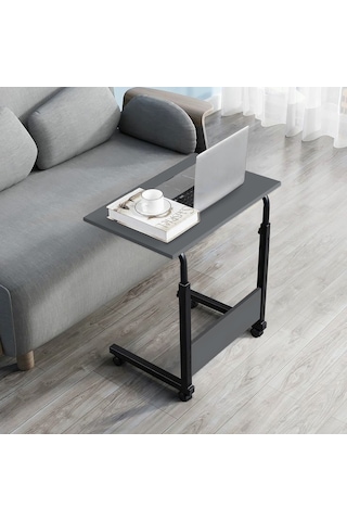 Yükseklik Ayarlı Laptop Sehpası - Antrasit 60x40 (Tekerli)