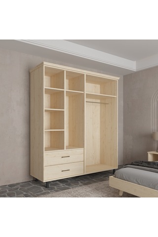 Soft Wood 4 Kapaklı Masif Ahşap Gardırop Çam