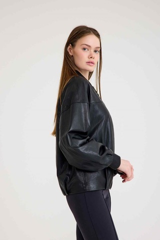 Oversize Bayan Deri Ceket Vb-5 Bk-2785 - 24038 Siyah
