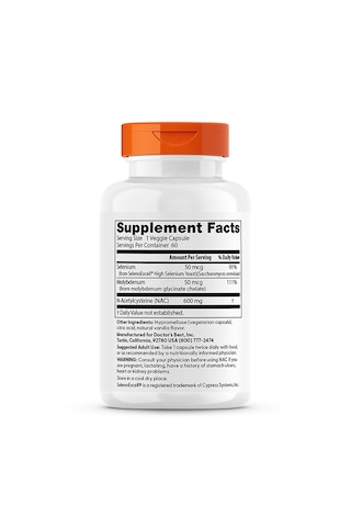 Doctors Best N.a.c Molybdenum Regulators, Supports Cellular Health & Liver 60 Veggie Caps