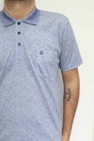 Santa Dmctekstil Erkek Desenli Klasik Kesim Rahat Kalıp Tek Cepli Polo Yaka Düğmeli T-shirt Lacivert