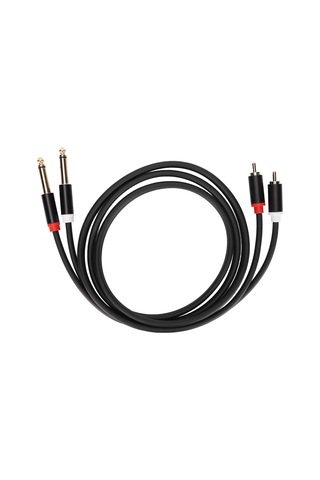 Tenfowee 1.5m Pvc Bakır Çekirdekli Dual Rca Erkekden Dual Ts 6.35mm Mono Ses Kablosu - Alüminyum Kasa, Çift Katmanlı Gövdeleme, Gold Kaplama - Cd/dvd, Mikser, Güç Amfi Bağlantısı