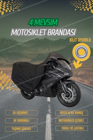 Siyah--zontes Zt-200c Kilit Uyumlu Motosiklet Brandası 4mevsim