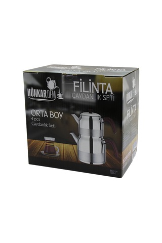 Orta Boy Çelik Çaydanlık Seti Çift Kapaklı, Süzgeçli 1.25l/2.25l Sarı