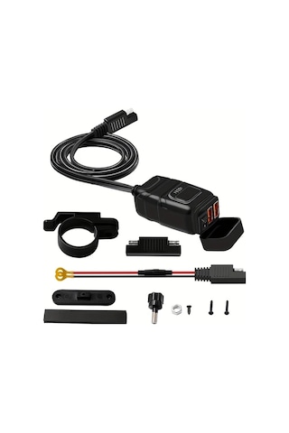 Boatshop1 Zh-854a1 Voltmetre Ve Aç Kap Anahtarı Çift Usb 6.8a Hızlı Şarj 3.0 Motosiklet Gidon Şarj Cihazı Telefon Tablet Gps İçin Sae Usb Adaptör