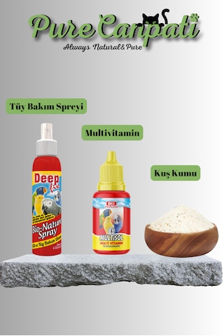 Purecanpati Tüy Bakım Multivitamin Ve Kuş Kumu Seti