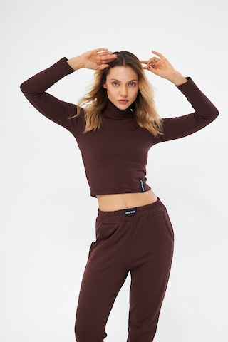 Lesa Wear Fitilli Soft Touch Balıkçı Yaka Bluz Kahverengi Kahverengi