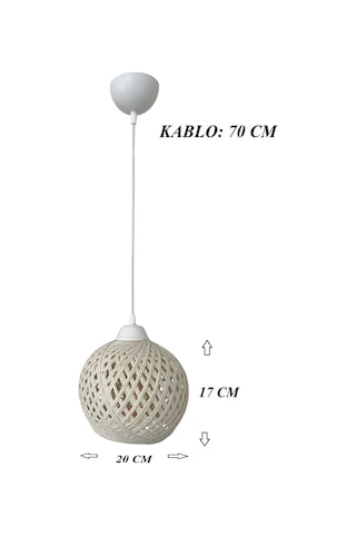 Sarkıt İp Top Avize 20cm Başlık Ampul Dahil Değildir 70cm Kablo Ahşap