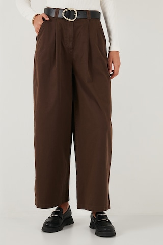 Lela Wide Leg Yüksek Bel Geniş Paça Kemerli Bayan Pantolon 68351223 Kahve