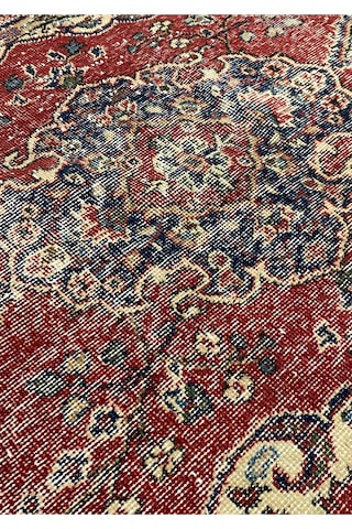 Vintage El Dokuması Halı Özel Tasarım Anadolu Koleksiyonu Doğal Halı Kırmızı