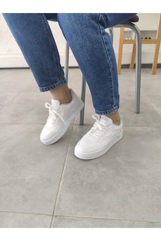 Unisex Ayakkabı Beyaz Beyaz Taban Spor Ayakkabı Sneaker Mg03 Beyaz