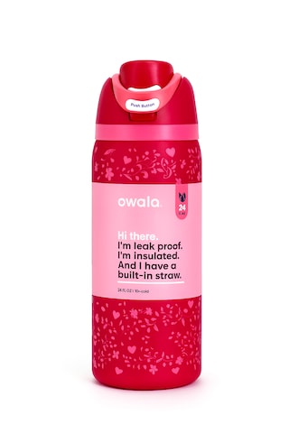 Owala 32 Oz 946 Ml Freesip Desenli Çift Katmanlı Paslanmaz Çelik Termos Kilitli Kapak Kırmızı