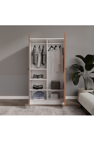 Esen 2 Kapılı Bambu-beyaz Elbise Dolabı