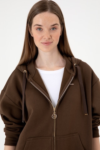 U.S. Polo Assn. Kadın Kahverengi Şardonlu Kapüşonlu Sweatshırt 50314130-VR029