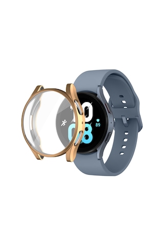 Samsung Galaxy Watch 7 44mm Uyumlu Kasa Ekran Koruyucu 360 Tam Koruma Kılıf Kapak Rose Gold