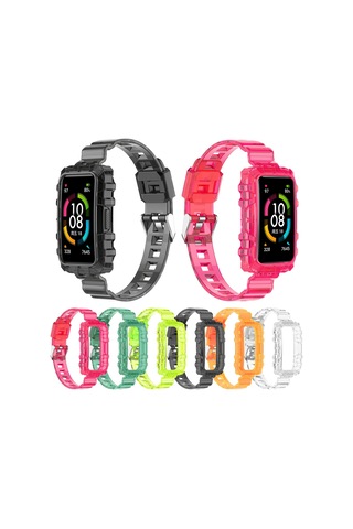 Huawei Band 7 İçin Tek Parçalı Saydam Silikon Saat Lastiği Saydam