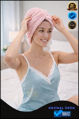 Mikrofiber Saç Havlusu Hızlı Kuruyan, Yumuşak Ve Hafif Farklı Renk Seçenekleri Pembe