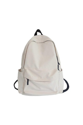 Ganzhoushop Lise Öğrencileri Sırt Çantası Büyük Kapasiteli Seyahat Sırt Çantası Düz Renk Okul Çantası Kızlar İçin Beyaz Çok Renkli